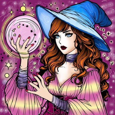 realistic women sorcerer using magic