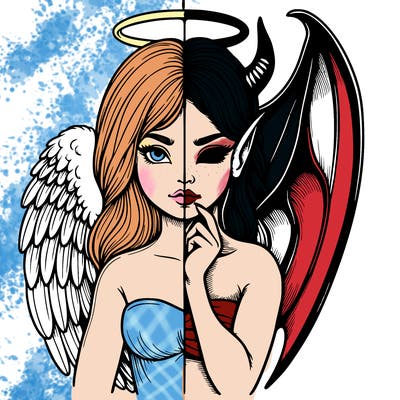 realistic angel half demon