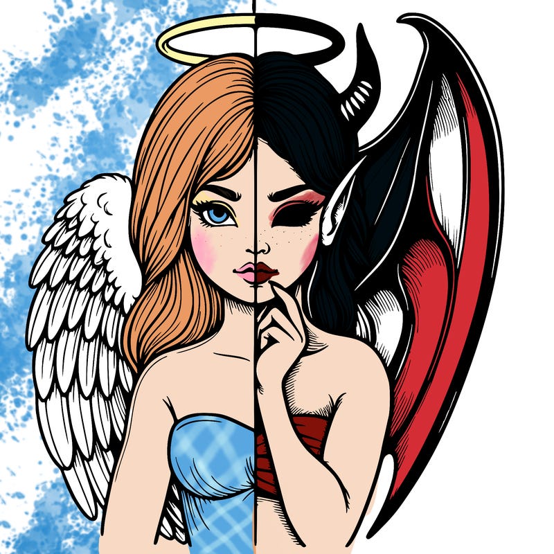 realistic angel half demon