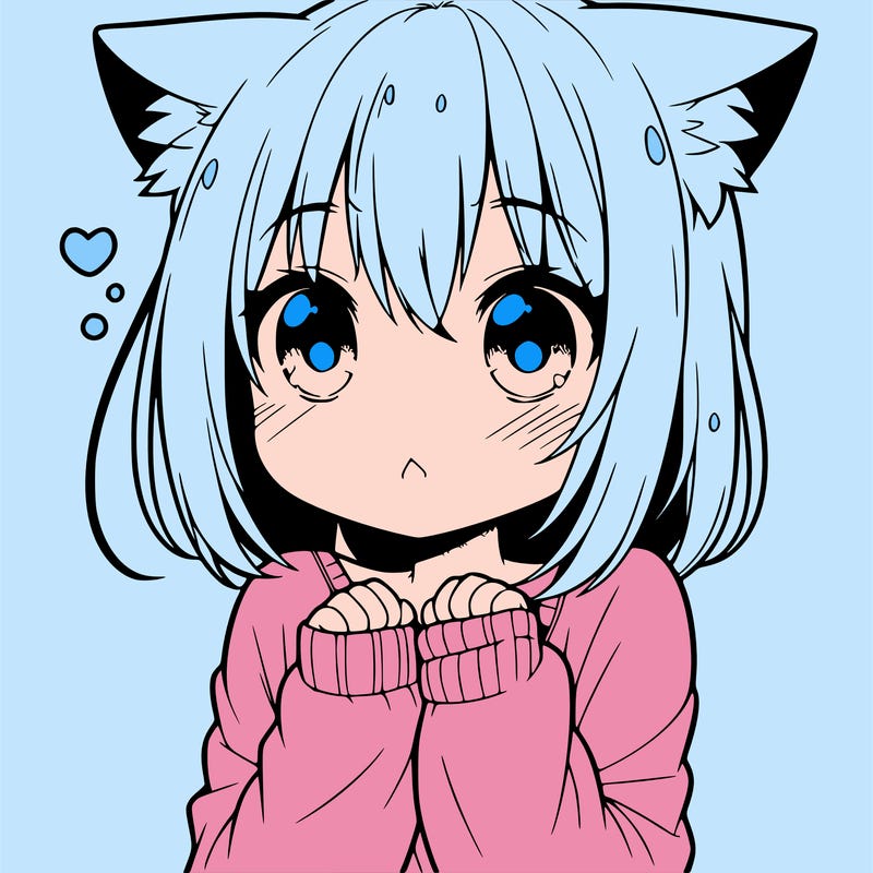 shy anime catgirl