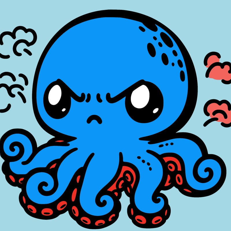 octopus angry but cute