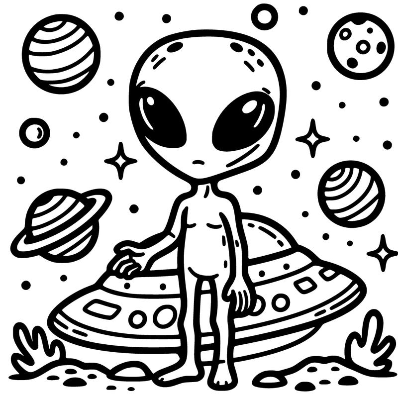 alien with spaceship