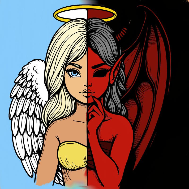 realistic angel half demon