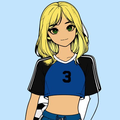 realistic girl wearing soccer jersey
