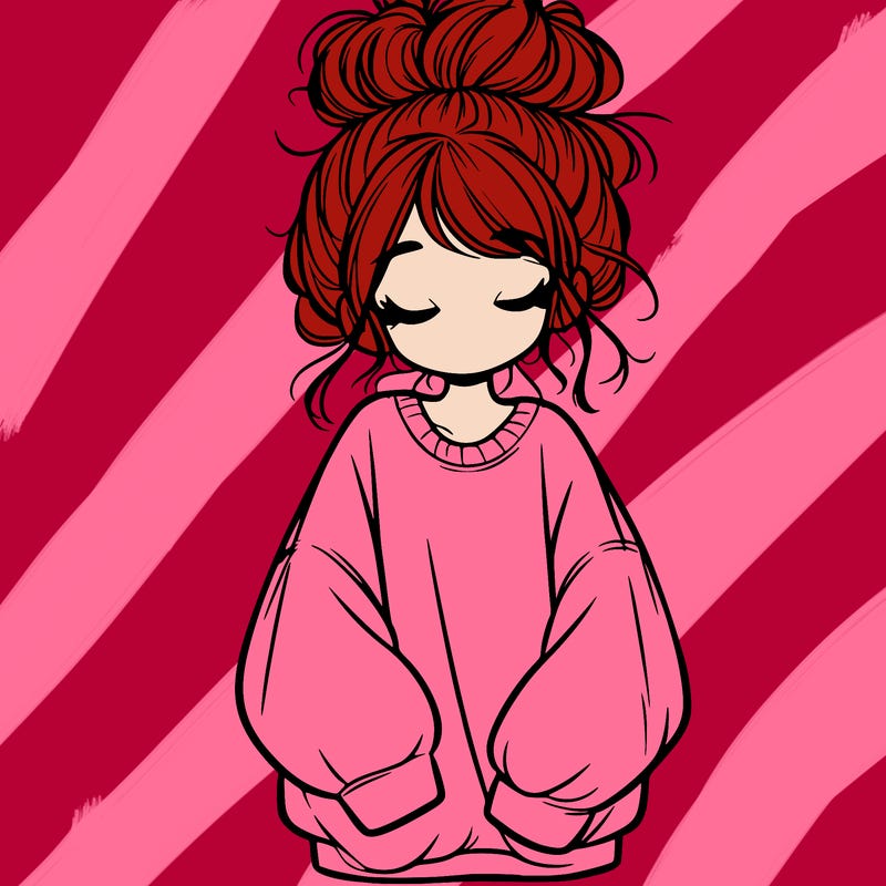girl with baggy sweatshirt and messy bun