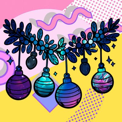 christmas garland with big bulbs