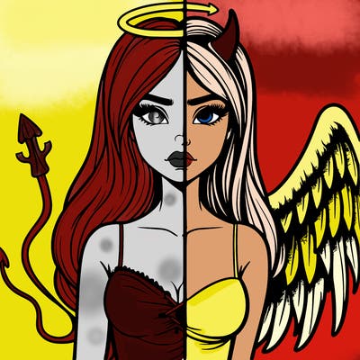 devil vs angel realistic girl