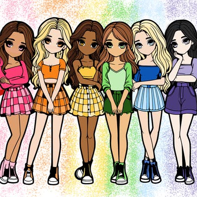 a group of girls realistic