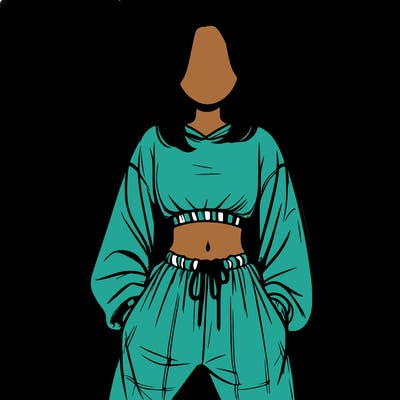 realistic girl faceless with baggy pants and a crop top