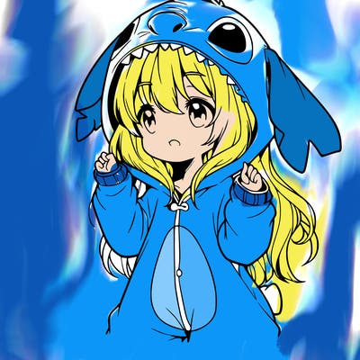 anime girl in a stitch onsie