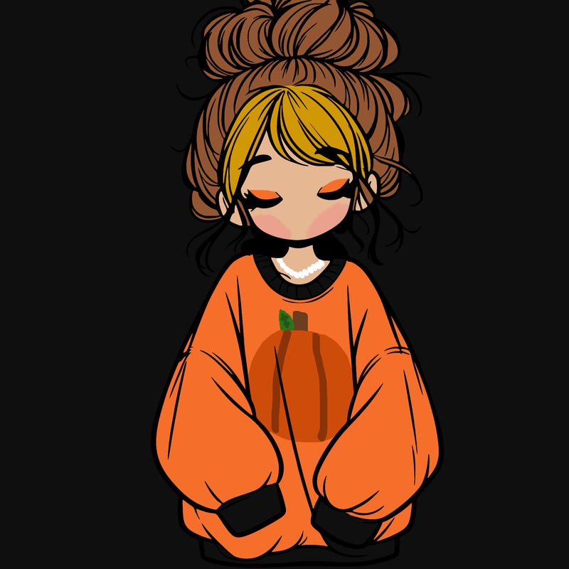 girl with baggy sweatshirt and messy bun