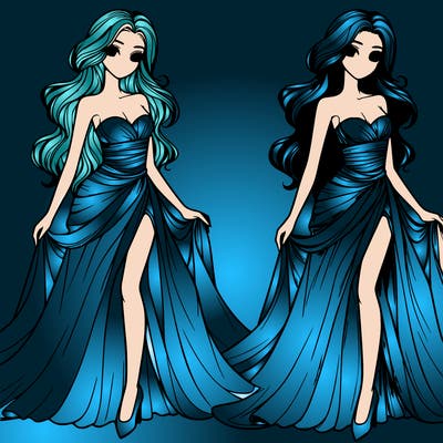 beautiful woman in long silky dress