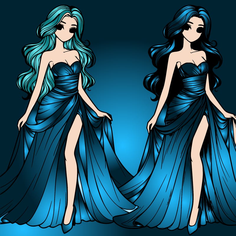 beautiful woman in long silky dress