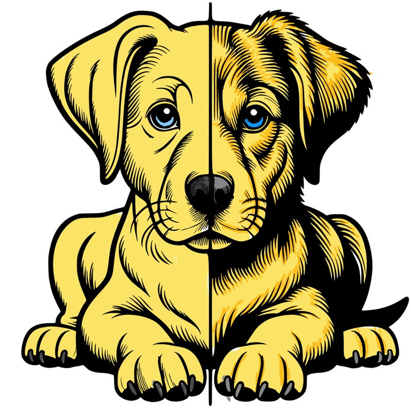 realistic dog split picture