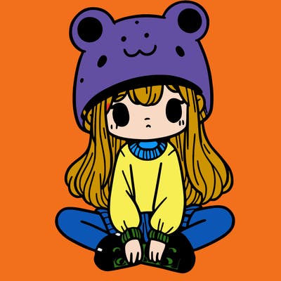 a girl wearing a frog hat and some frog socks