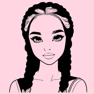 realistic girl with braids