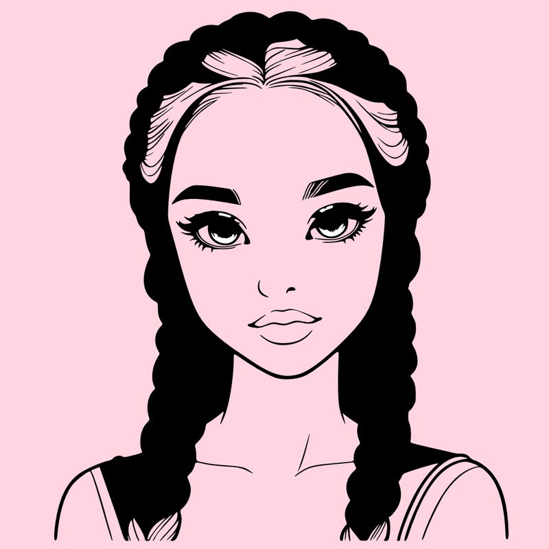 realistic girl with braids