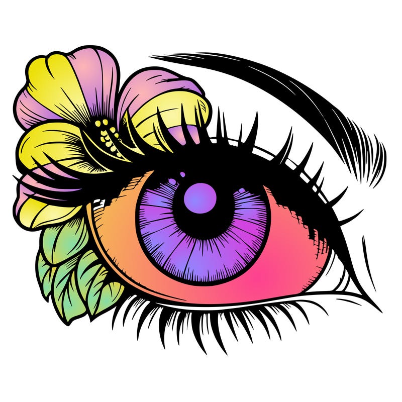 realistic eye with flower
