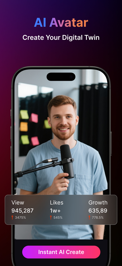 Pollo AI - AI Video Generator - Pollo AI mobile app screen showcasing the AI Avatar feature to create a digital twin for video content creators