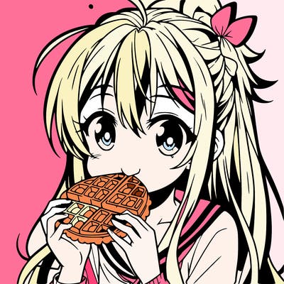 anime eating waffle