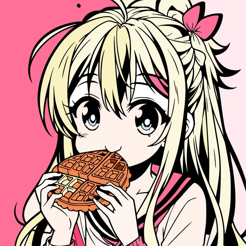 anime eating waffle