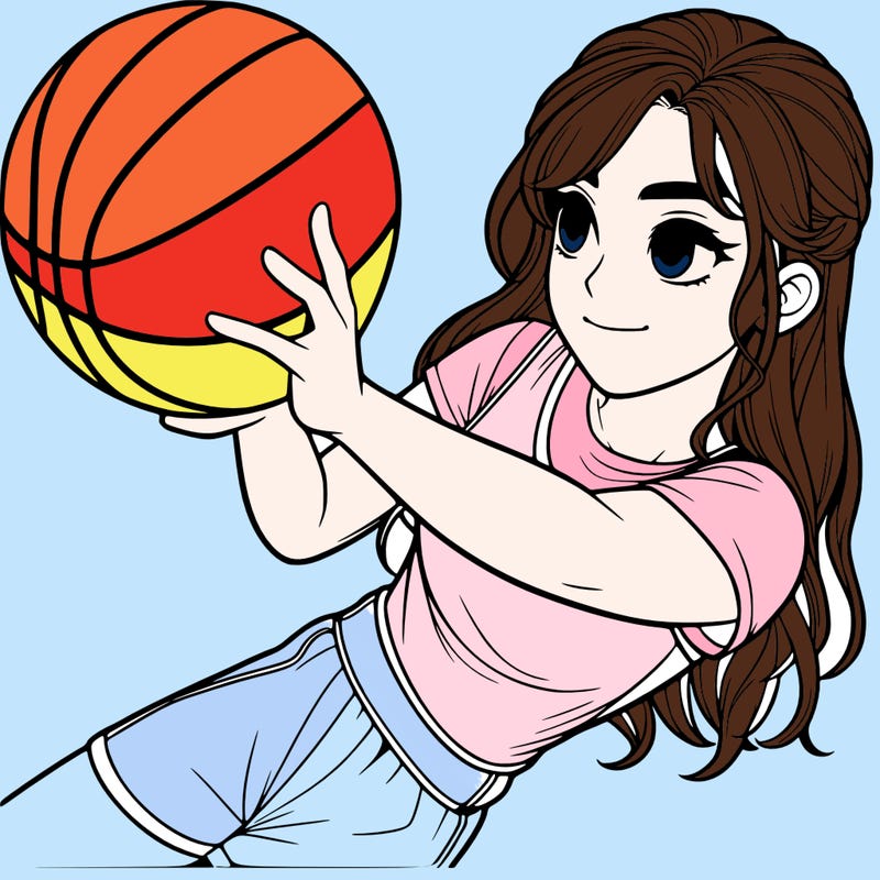 realistic girl playing basketball