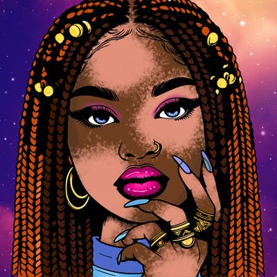 realistic girl box braids lips pretty with rings on fingers