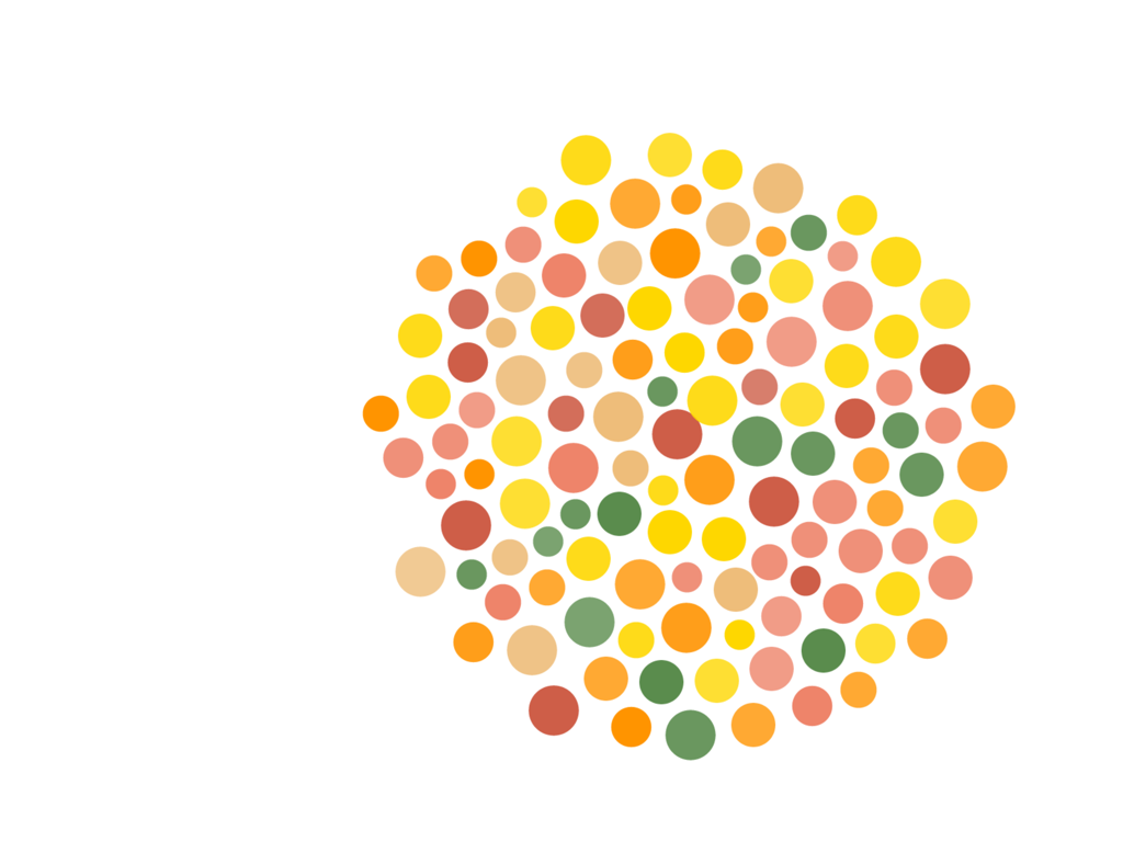 dob plus – Visual Perception - 시각 인지 및 색상 구별 훈련을 위한 흰색 배경에 다양한 색상의 점 배열.