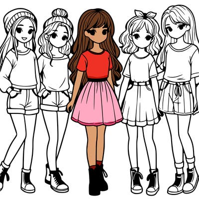 a group of five girls