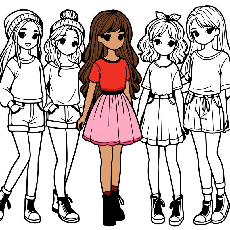 a group of five girls