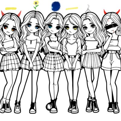 a group of girls realistic