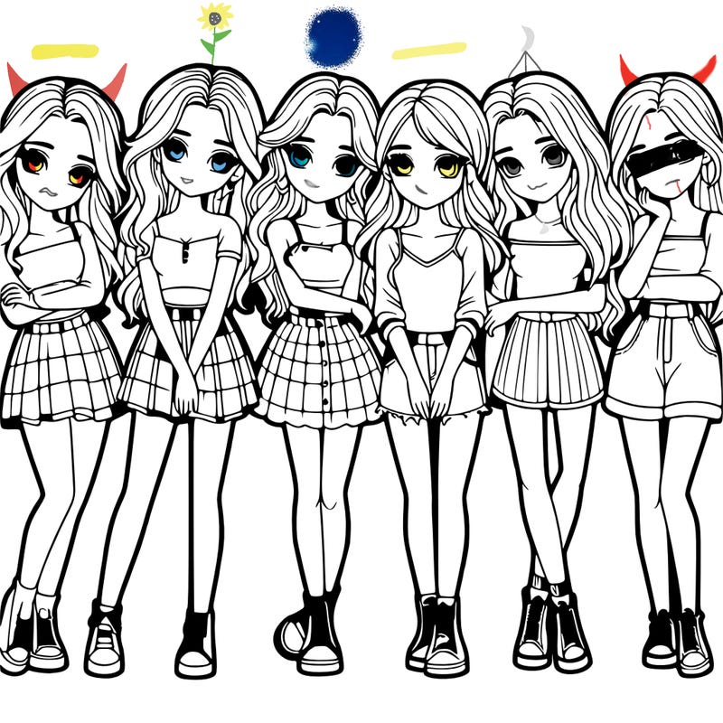 a group of girls realistic