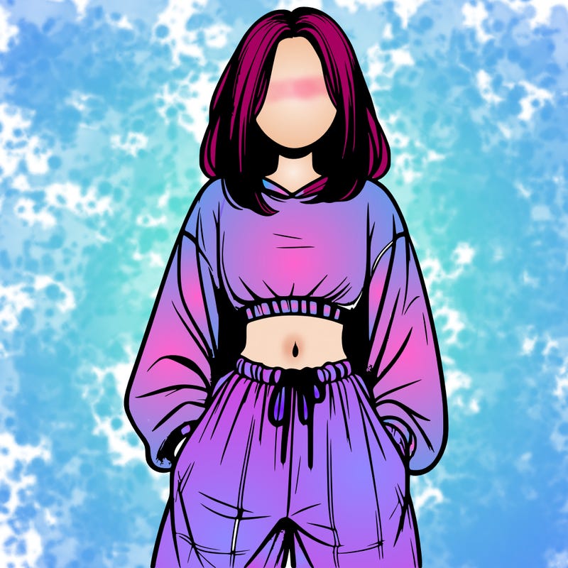 realistic girl faceless with baggy pants and a crop top