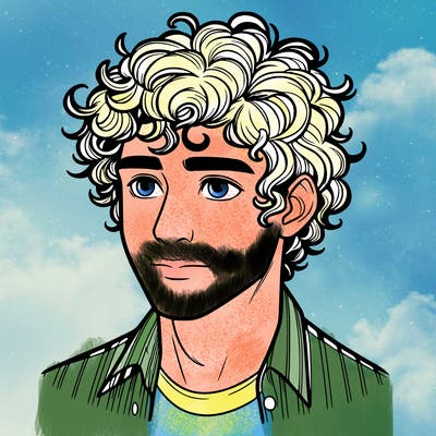 realistic guy with curly hair