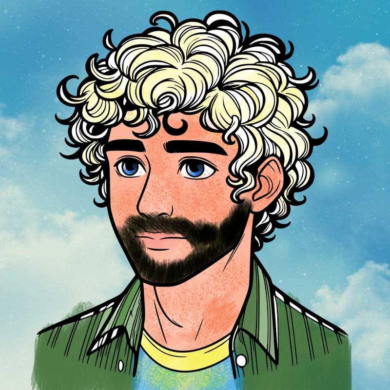 realistic guy with curly hair