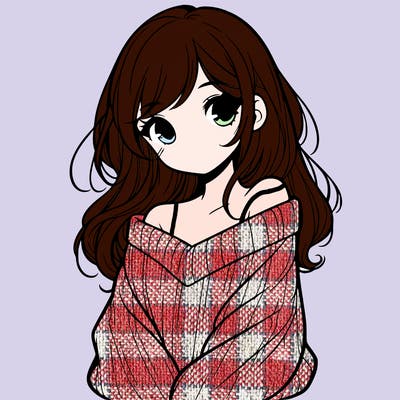 shy pretty girl wearing a sweater that is falling off one shoulder portrait