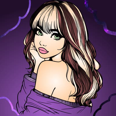 realistic girl with bangs looking over her shoulder