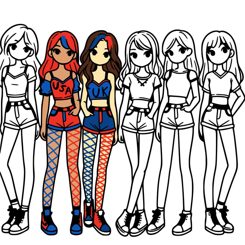 a group of girls wearing crop tops and shorts