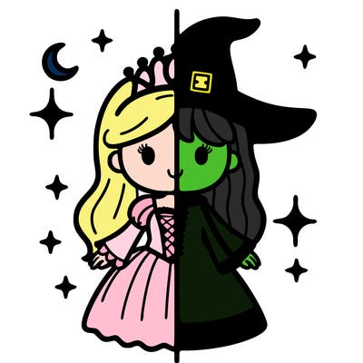 split princess and witch