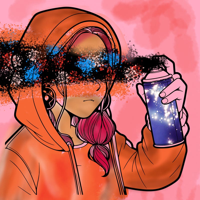 a realistic girl, spray painting