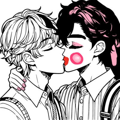manga boys kissing each other