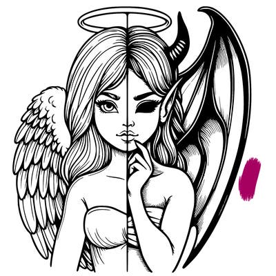 realistic angel half demon