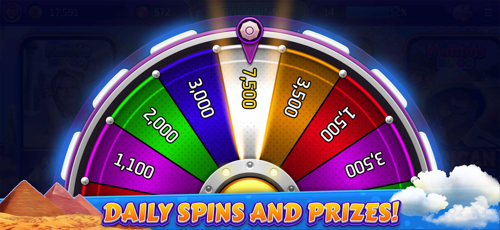 Bingo Cruise™ Live Casino Game - A colorful lucky wheel for daily spins and coin prizes in the Bingo Cruise game