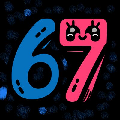 the numbers 67