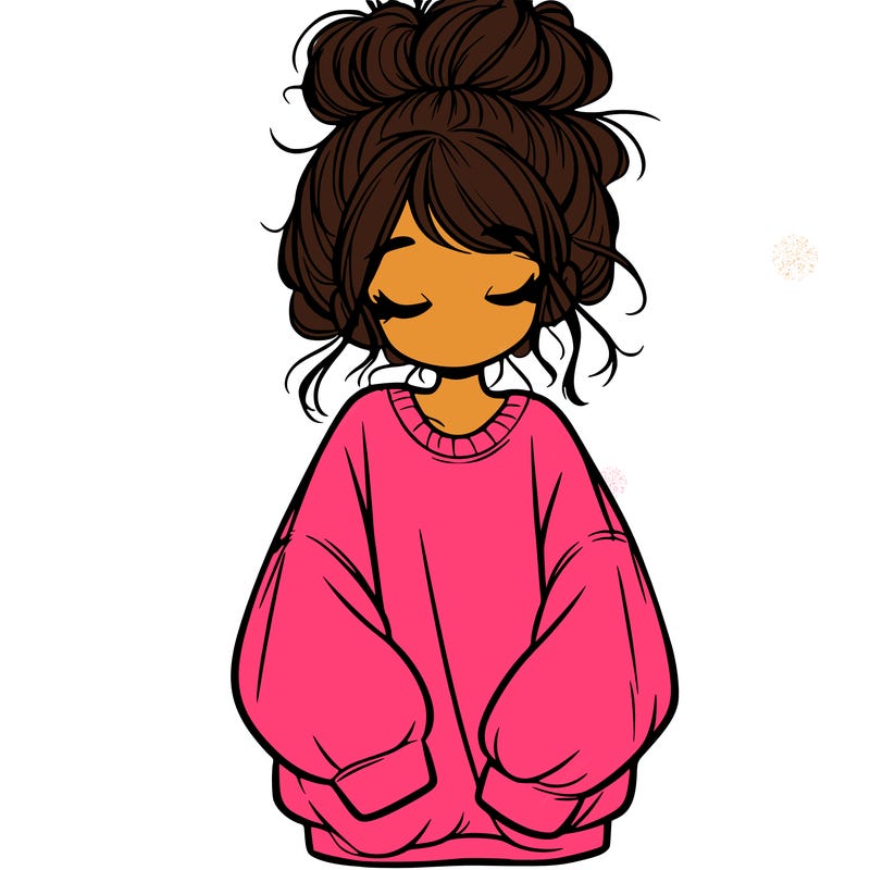 girl with baggy sweatshirt and messy bun