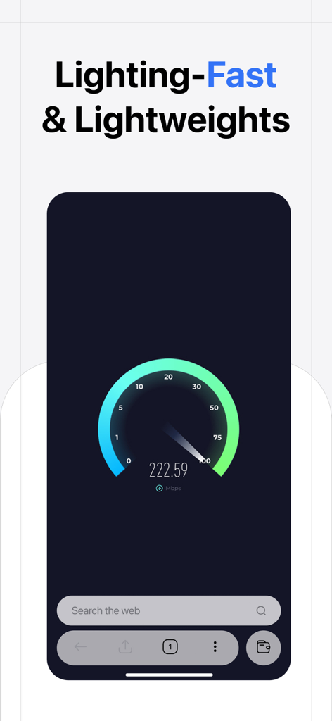 Herond Private Adblock Browser - A speedometer graphic in the Herond Browser app interface showing high speed performance