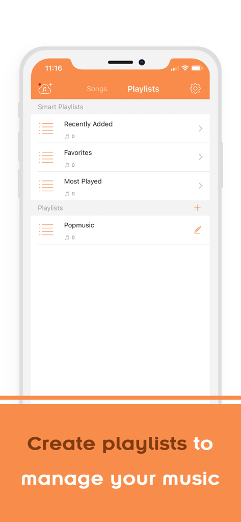 Cloud Music Player - FLAC Play - Cloud Music Player app interface for creating and managing music playlists