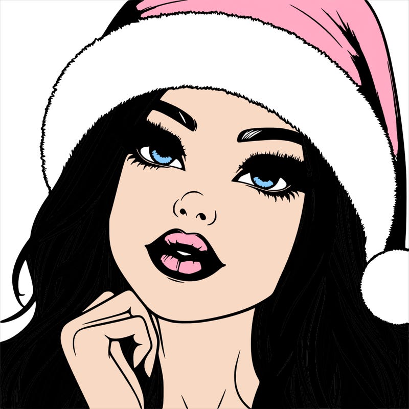 realistic christmas girl with lips