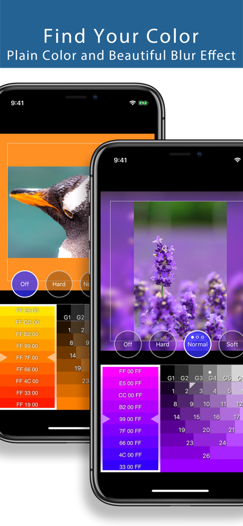 Squaready - Interface do aplicativo Squaready exibindo opções de cor de fundo e efeito de desfoque personalizados para edição de fotos