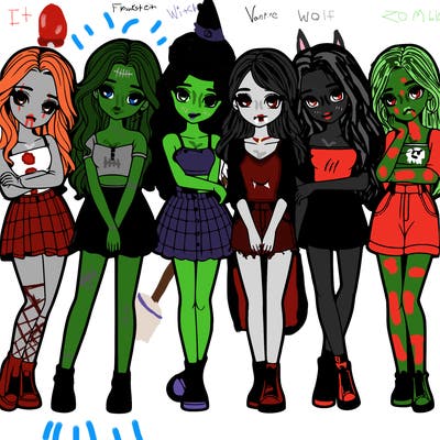 a group of girls realistic